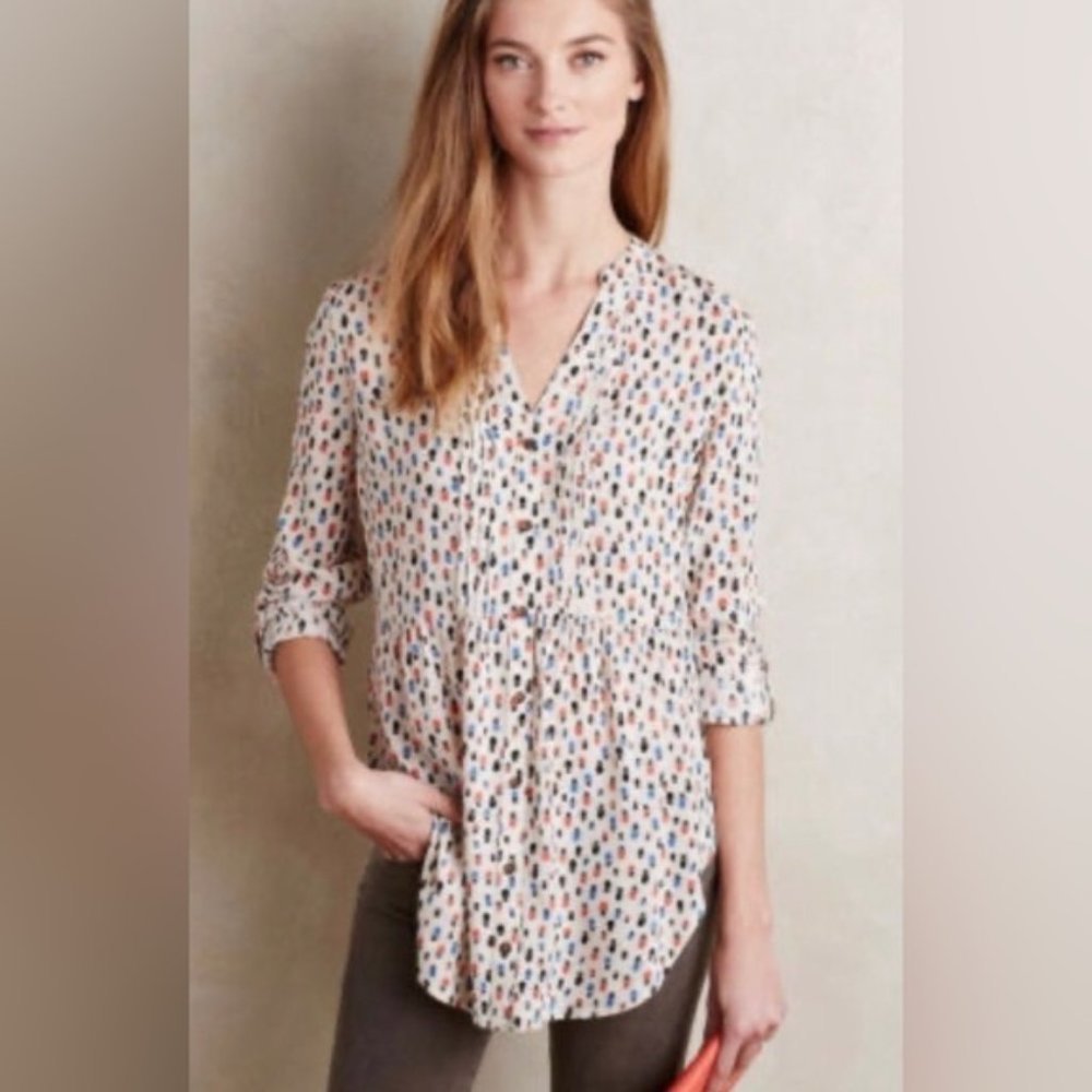 Anthropologie Maeve Patterned Top Sz 8 - Picture 1 of 9